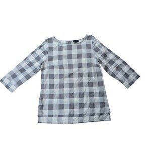 The Limited Gray & White Checkered 3/4 Sleeve Blouse Womens Medium Lightweight